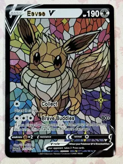Eevee CUSTOM Stained Glass Holo Van Gogh Shiny Card For Display Only - Image 1
