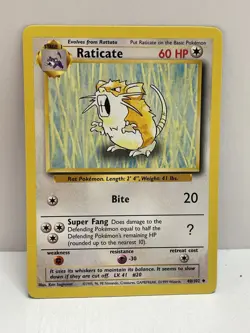 Pokemon TCG WOTC VTG MP Raticate 040/102 Base Set Regular - Image 1