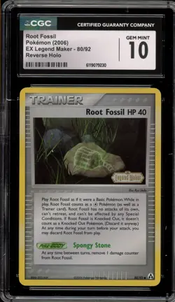 Pokemon Root Fossil EX Legend Maker Reverse Holo #80 CGC 10 Gem Mint - Image 1