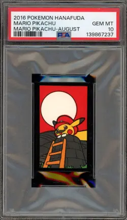 Pokemon Mario Pikachu Hanafuda August PSA 10 Gem Mint - Image 1