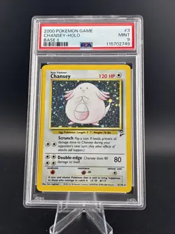 2000 Pokemon Chansey 3/130 Holo Rare Base Set 2 Near Mint PSA 9 - Image 1