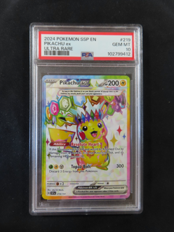 2024 POKEMON SSP EN-SURGING SPARKS ULTRA RARE #219 PIKACHU EX PSA 10 - Image 2