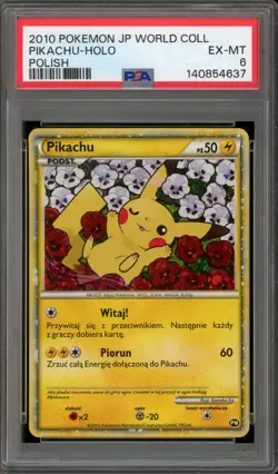 Pokemon Pikachu World Coll. POLISH JP Holo PSA 6 - Image 1