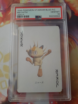 1999 Pokemon Meowth Joker Stadium Blue 3D Blastoise Playing Card PSA 10 Gem Mint - Image 1