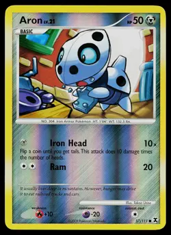 Pokemon Card - Aron Rising Rivals 57/111 Common Reverse Holo - Image 1