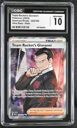 Team Rocket's Giovanni 225/182 Destined Rivals Ultra Rare Holo CGC 10 Pokemon - Image 1