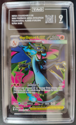2025 Pokemon MEGA CHARIZARD X EX Holo #109/094 PFL EN UltraRare-TAG 9 Mint! - Image 1
