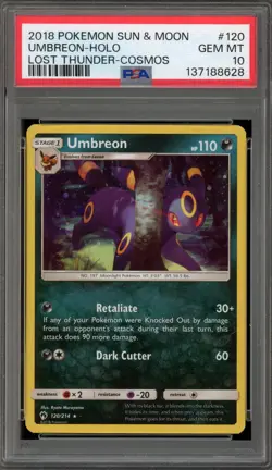 Pokemon Umbreon Lost Thunder Cosmos Holo Rare #120 PSA 10 Gem Mint - Image 1