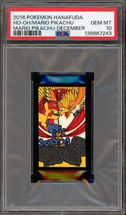 Pokemon Ho-Oh & Mario Pikachu Hanafuda December PSA 10 Gem Mint - Image 1