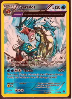 2015 POKEMON GYARADOS 21/98-FULL ART RARE-REV HOLO-XY ANCIENT ORIGINS NM/LP (G1 - Image 1