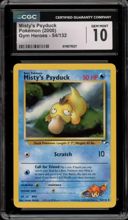 Pokemon Misty's Psyduck Gym Heroes Unlimited #54 CGC 10 Gem Mint - Image 1