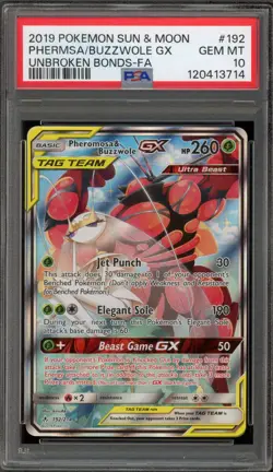Pokemon Pheromosa & Buzzwole GX Unbroken Bonds Full Art #192 PSA 10 Gem Mint - Image 1