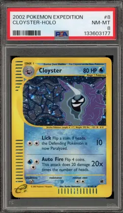 Pokemon Cloyster Expedition Holo Rare #8 PSA 8 - Image 1