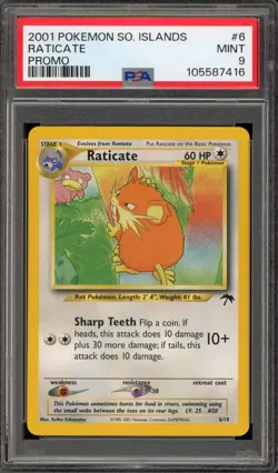 Pokemon Raticate Southern Islands Promo #6 PSA 9 Mint - Image 1