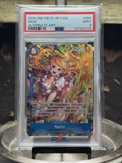2025 One Piece OP11 Fist Of Divine Speed Nami Alternate Alt Art PSA 9 Mint #054 - Image 1