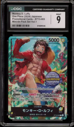 One Piece CCG Monkey.D.Luffy Mini-Tin Pk. Set Vol.1 JPN ST13-003 CGC 9 Mint - Image 1