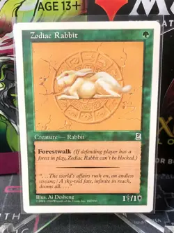 ZODIAC RABBIT MTG Portal Three Kingdoms Green Creature Rabbit Never Play NM 🔥 - Image 1