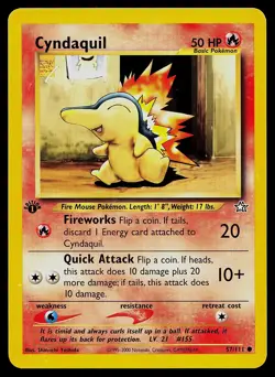 Pokemon Card Cyndaquil 57/111 Neo Genesis 1st Edition - Image 1