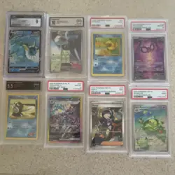 Pokemon TCG Graded Holo Card Lot Poliwag Poppy Psyduck Vaporeon 8 Cards - Image 1