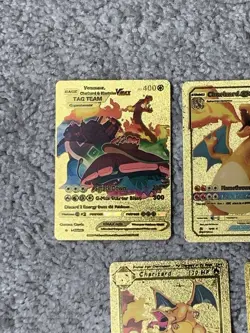 Set of 5 Charizard Gold Foil Fan Art Display Cards NM! - Image 2