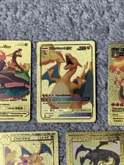 Set of 5 Charizard Gold Foil Fan Art Display Cards NM! - Image 3