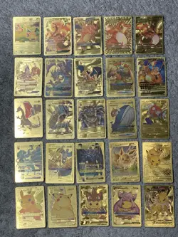 Set of 45 Charizard,Blatoise,Pikachu&More!!! Rare Gold Accent Foil Fan Art Cards - Image 1