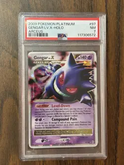2009 Pokemon Platinum Gengar Lv.X Arceus Holo Card PSA 7 NM - Image 1