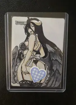 Magic MTG Altered Forest Land Card | Hand Colored & Painted Anime Demon Girl - Image 1