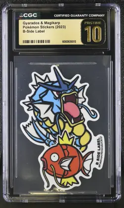 Pokemon Gyarados & Magikarp Japanese Stickers B-Side Label - CGC 10 PRISTINE - Image 1