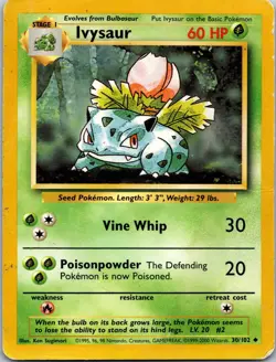 Ivysaur 30/102 Uncommon Base Set Pokemon Heavily Played - Image 1