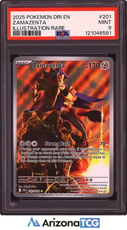 Pokemon 2025 Zamazenta 201/182 Full Art Illustration Rare Destined Rivals PSA 9 - Image 1