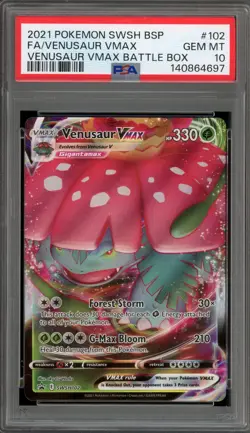 Pokemon Venusaur VMAX Battle Bx. Black Star Full Art Promo SWSH102 PSA 10 - Image 1