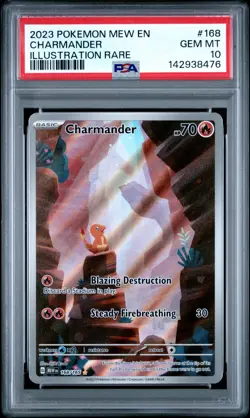 2023 POKEMON MEW EN-151 ILLUSTRATION RARE #168 CHARMANDER PSA 10 - Image 1