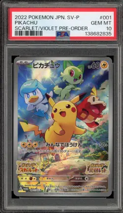 Pokemon Pikachu Scarlet & Violet Pre-Order Japanese Promo 001/SV-P PSA 10 - Image 1
