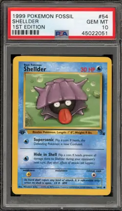Pokemon Shellder Fossil 1st Edition #54 PSA 10 Gem Mint - Image 1