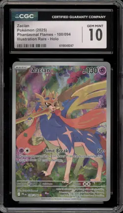 Pokemon Zacian Phantasmal Flames Illustration Rare #100 CGC 10 Gem Mint - Image 1