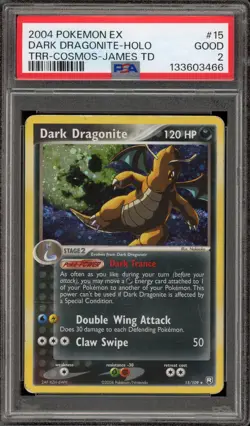 Pokemon Dark Dragonite EX Team Rocket Returns James TD Cosmos Holo #15 PSA 2 - Image 1