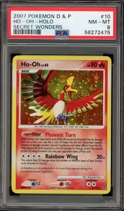 Pokemon Ho-Oh Secret Wonders Holo Rare #10 PSA 8 - Image 1