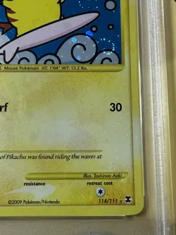 2009 POKEMON PLATINUM RISING RIVALS #114 SURFING PIKACHU-HOLO PSA 6 Swirl 💫 - Image 5