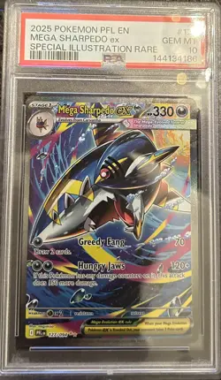 2025 POKEMON PFL SPECIAL ILLUSTRATION RARE #127 MEGA SHARPEDO EX PSA 10 - Image 1