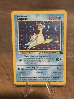 Pokemon Lapras 10/62 Fossil Holo 1999 Unlimited WOTC LP - Image 1