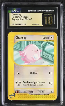 CGC PRISTINE 10 Pokemon Chansey 69/147 2003 Aquapolis - Image 1