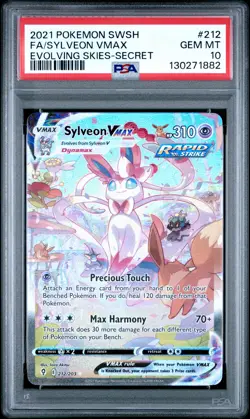 2021 Pokemon Evolving Skies Sylveon Vmax #212 GEM MT PSA 10 Alternate Art Secret - Image 1