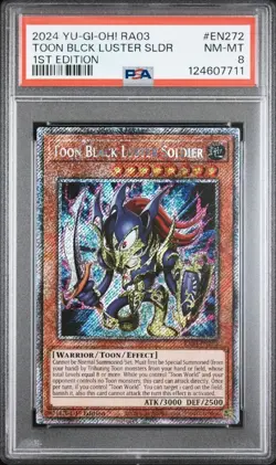 Toon Black Luster Soldier RA03-EN272 1st Ed Platinum Secret Rare Yugioh PSA 8 - Image 1