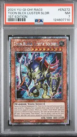 Toon Black Luster Soldier RA03-EN272 1st Ed Platinum Secret Rare Yugioh PSA 7 - Image 1