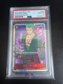 ONE PIECE OP01-ROMANCE DAWN RORONOA ZORO #025 ALT ART PSA 10 - Image 1