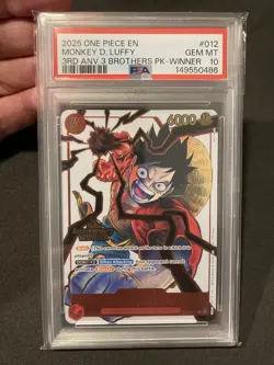 2025 One Piece Monkey.D.Luffy 3rd Anniversary Winner ST01-12 PSA 10 - Image 1