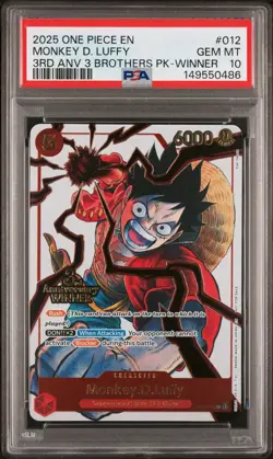 2025 One Piece Monkey.D.Luffy 3rd Anniversary Winner ST01-12 PSA 10 - Image 2