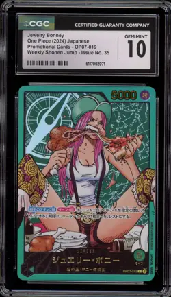 One Piece CCG Jewelry Bonney Weekly Shonen Jump 35 JPN OP07-019 CGC 10 Gem Mint - Image 1