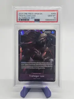 2024 ONE PIECE OP09 EMPERORS IN THE NEW WORLD 069 TRAFALGAR LAW ALT ART PSA 10 - Image 1